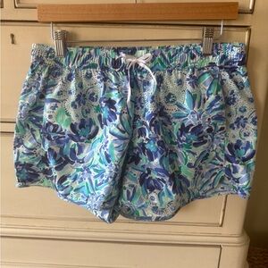 Lilly Pulitzer Blue and Green Floral Athletic Shorts